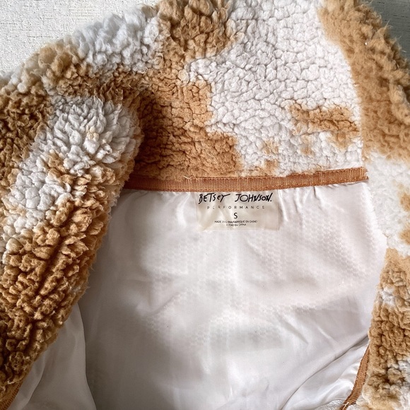 Betsy Johnson Performance Teddy Bear Jacket Woman’s Size Small Tan and Cream - Picture 10 of 12